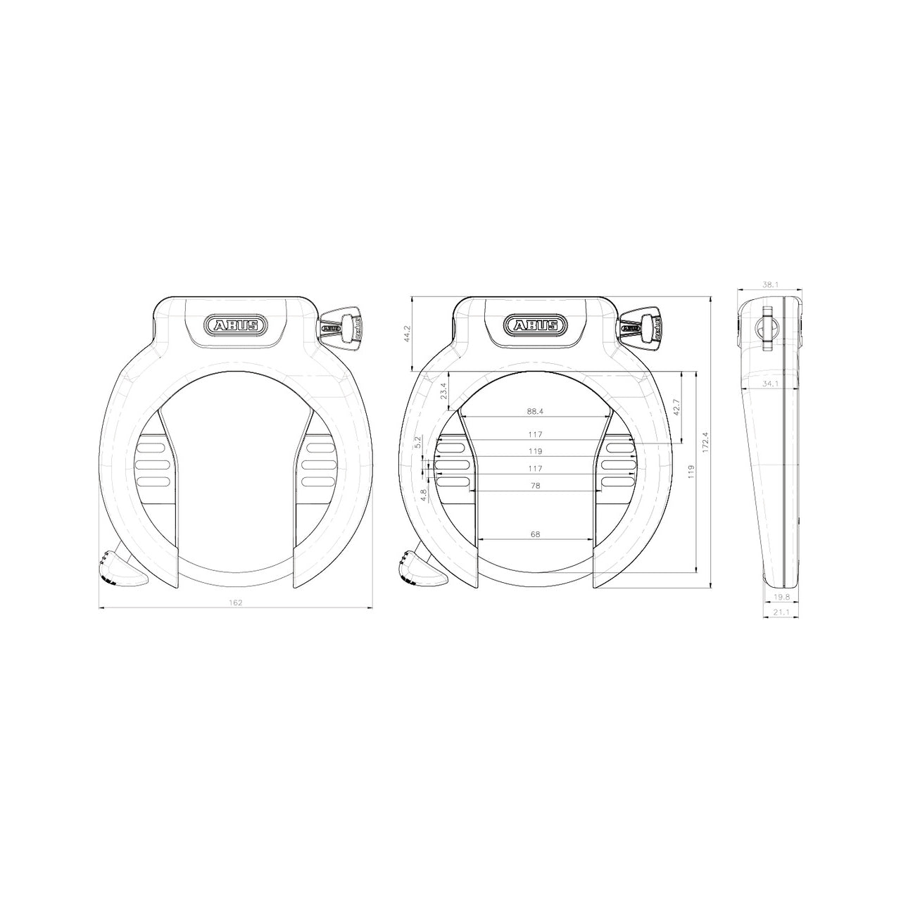 AMPARO 4750X ABUS フレームロック 自転車ロック ワンタッチ キーロック 自転車用 カンチ台座対応ロック 通勤用自転車ロック 軽量フレームロック バイク用後輪ロック