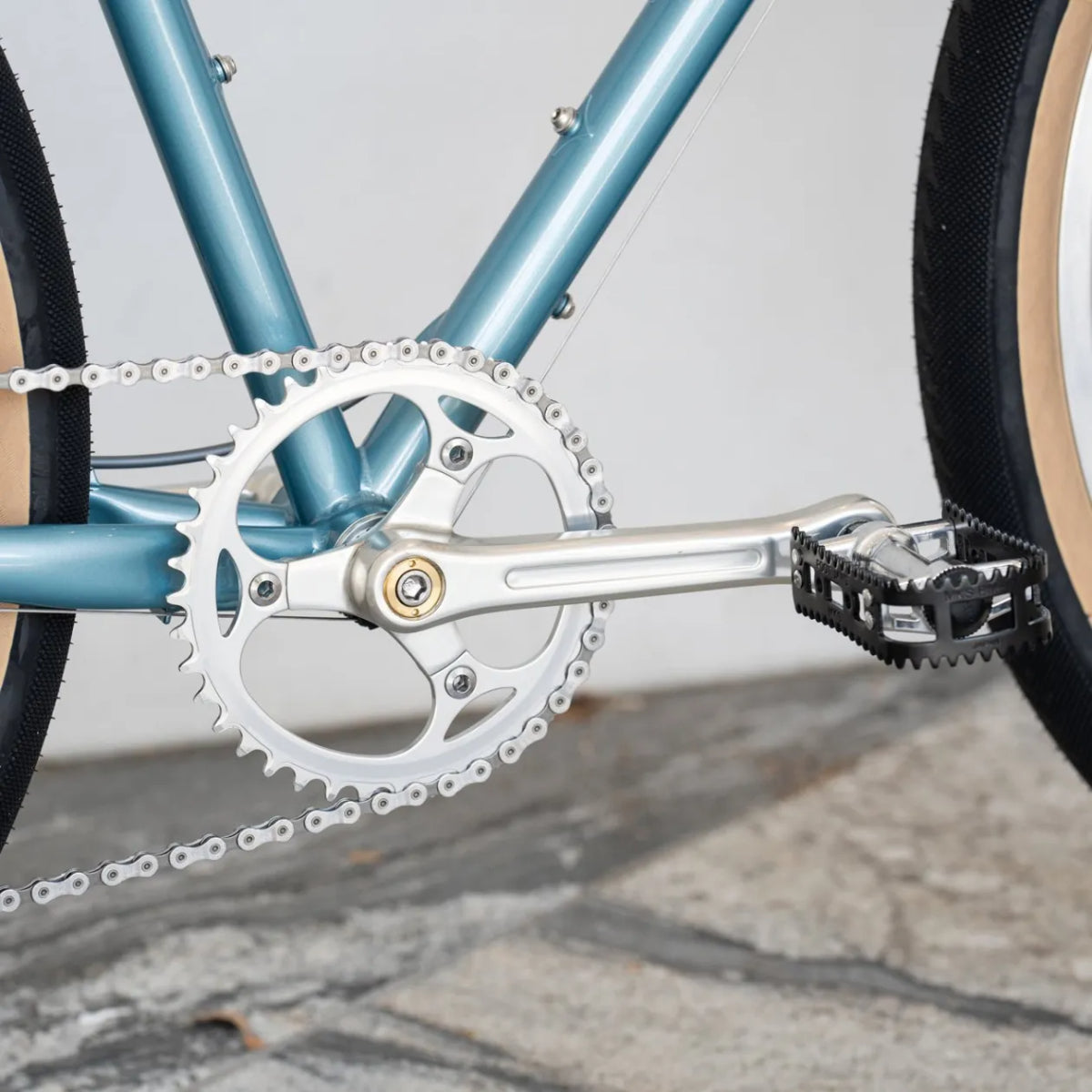 YMC crank set BLUE LUG クランク ブルーラグ クランクセット ナローワイド チェーンリング クロモリ クランク シングルスピード クランク フロントシングル カスタム 3アーム クランク