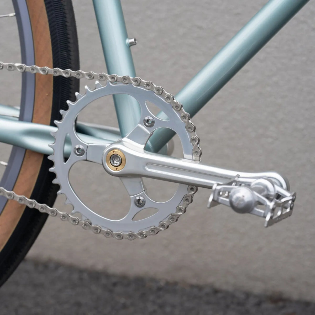 YMC crank set BLUE LUG クランク ブルーラグ クランクセット ナローワイド チェーンリング クロモリ クランク シングルスピード クランク フロントシングル カスタム 3アーム クランク