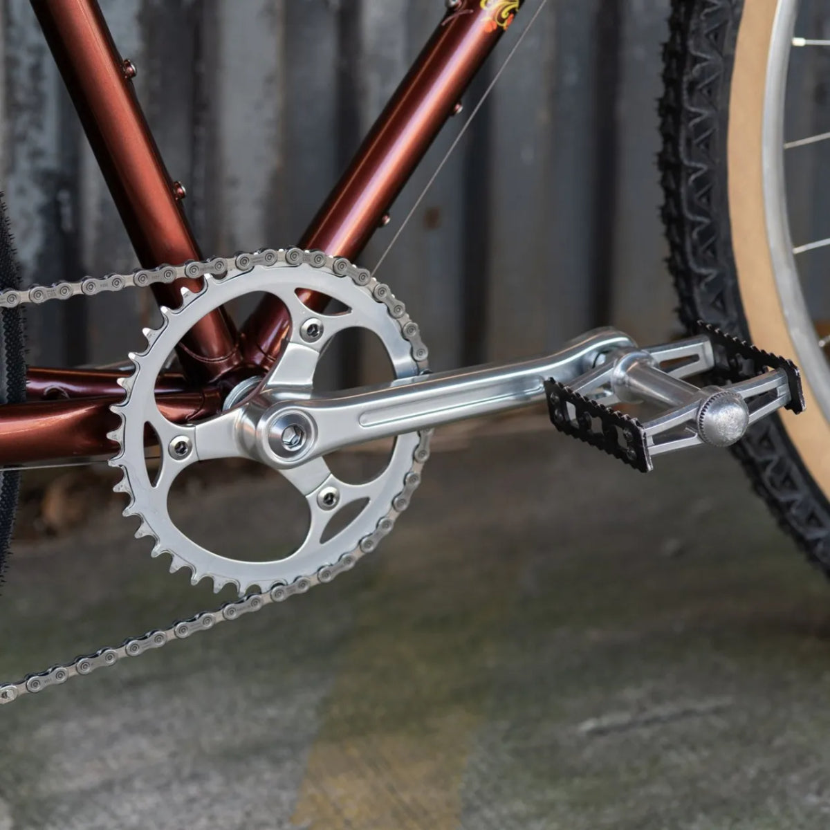YMC crank set BLUE LUG クランク ブルーラグ クランクセット ナローワイド チェーンリング クロモリ クランク シングルスピード クランク フロントシングル カスタム 3アーム クランク