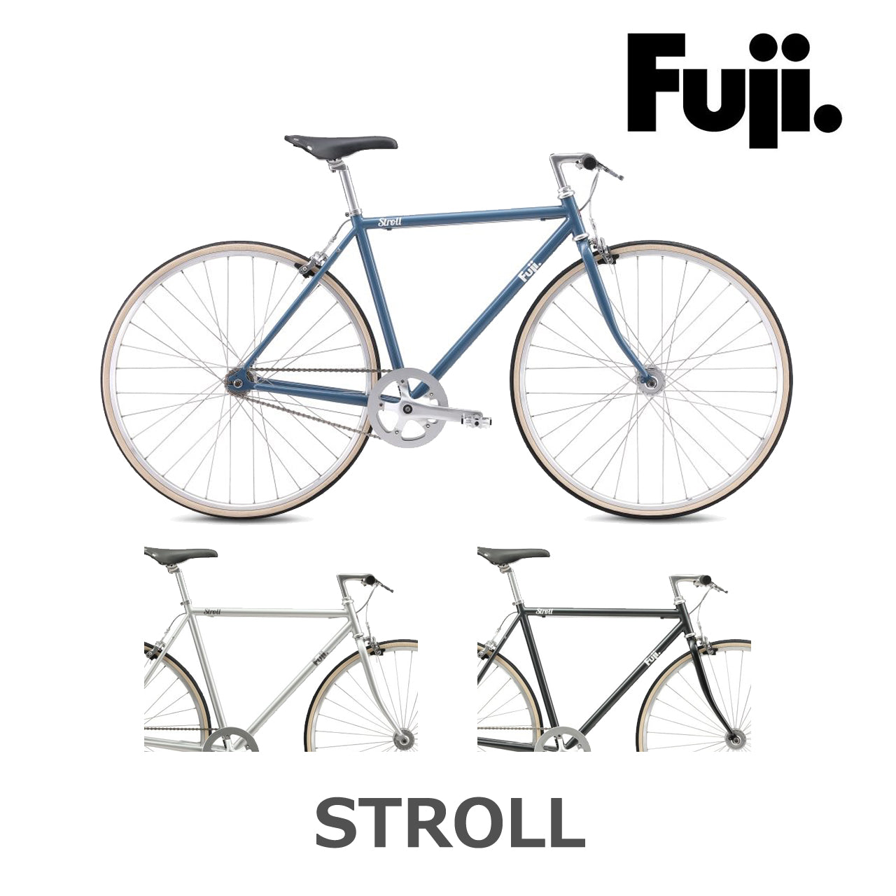 【2025年モデル】STROLL FUJI フジ STROLL ストロール クラシックバイク クロモリ シングルスピード ピストバイク 街乗り シングルギア 自転車 ベンドフォーク 自転車