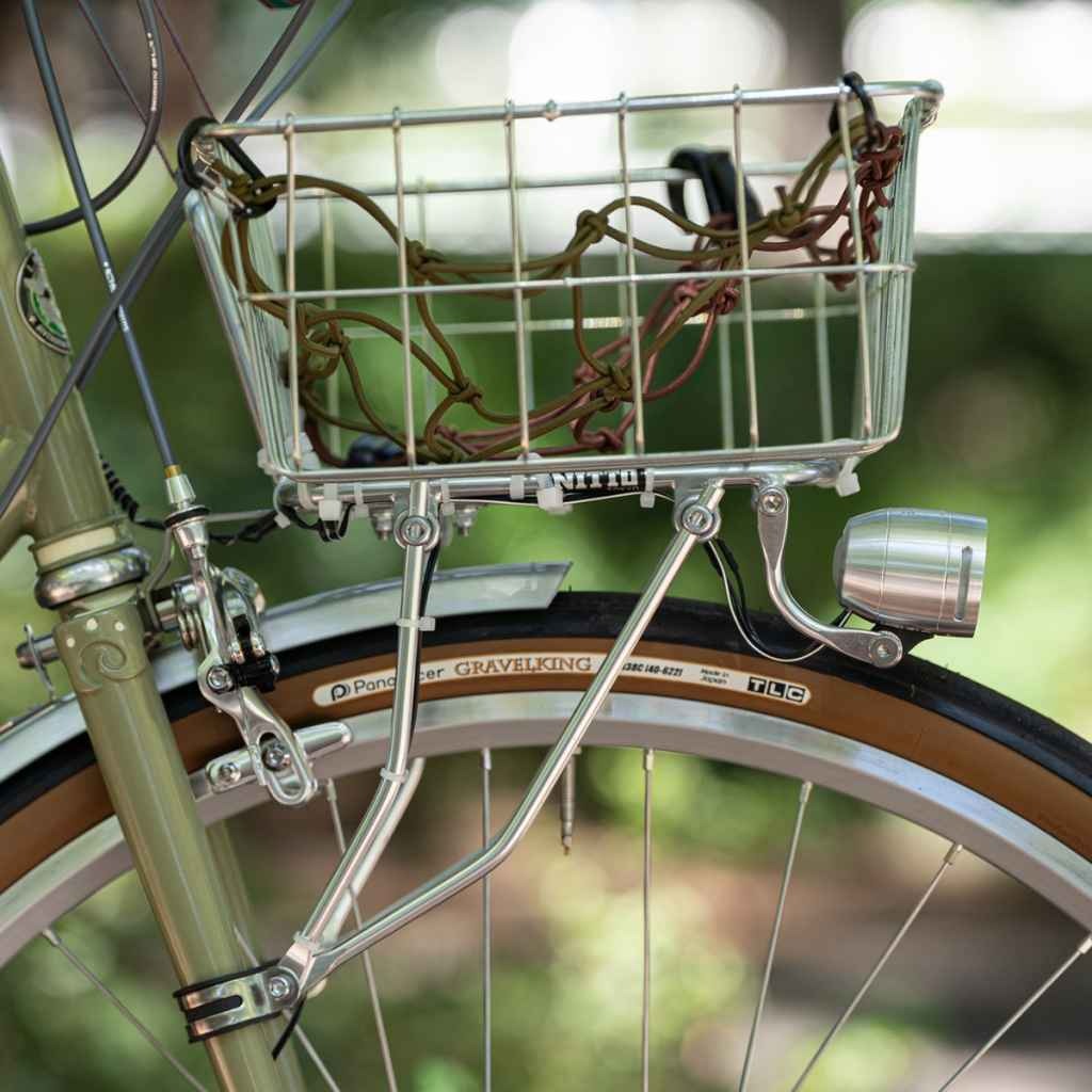 lamp holder-7 自転車ライトホルダー NITTOラックアクセサリー ダイナモライト固定金具 フロントラック用パーツ バイクライトマウント 自転車カスタムパーツ日本製 ステンレスライトブラケット