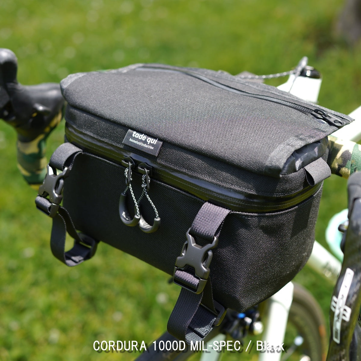 Cunningha(CORDURA®︎ 500D MIL-SPEC) ハンドルバーバッグ カメラ フロントバッグ 自転車 バッグ おじぎ 防止 バイクパッキング フロントバッグ ミニマル ハンドルバーバッグ 日本 ガレージブランド バッグ タデクイ