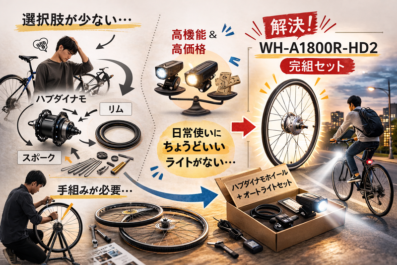 クロスバイクを“オートライト化”する方法｜充電いらずの快適カスタムとは？