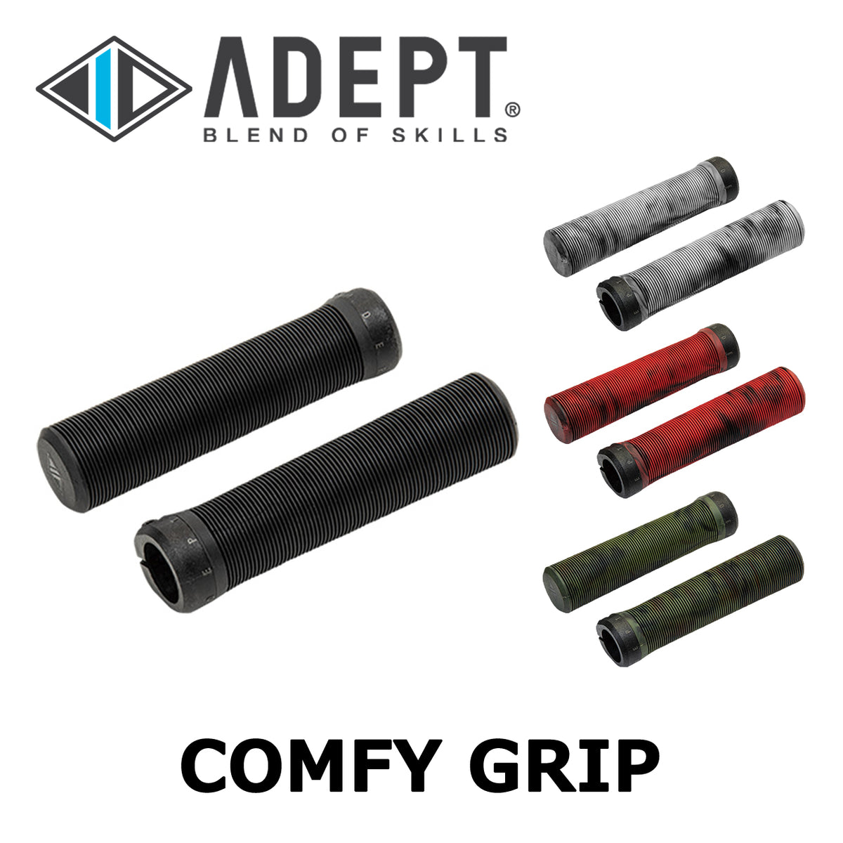 ADEPT COMFY GRIP ロックオングリップ マーブルデザイン ブラック ホワイト レッド オリーブ