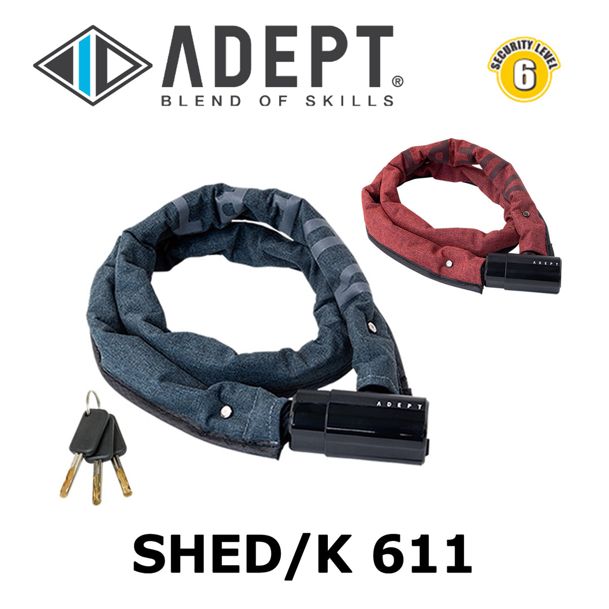 ADEPT SHED K611 6mmチェーンロック 1100mm