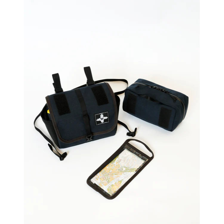 【RMW × PAPERSKY】 BIKE'N HIKE FRONT BAG RawLow Mountain Works（ローローマウンテンワークス） PAPERSKY ハンドルバーバッグ バイクパッキング バッグ ショルダーバッグ 2WAY マップケース クリアポケット ソフトマウント ウェビング