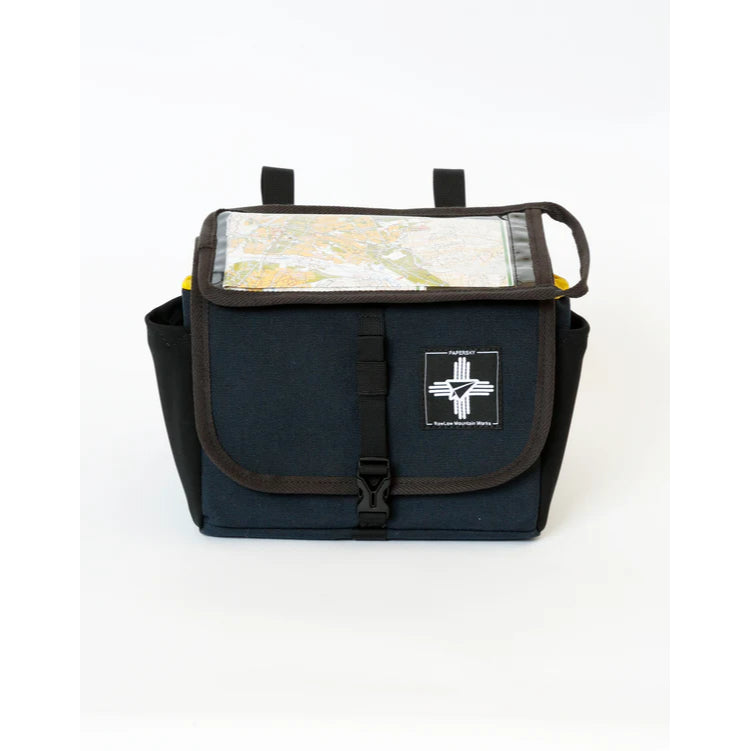 【RMW × PAPERSKY】 BIKE'N HIKE FRONT BAG RawLow Mountain Works（ローローマウンテンワークス） PAPERSKY ハンドルバーバッグ バイクパッキング バッグ ショルダーバッグ 2WAY マップケース クリアポケット ソフトマウント ウェビング