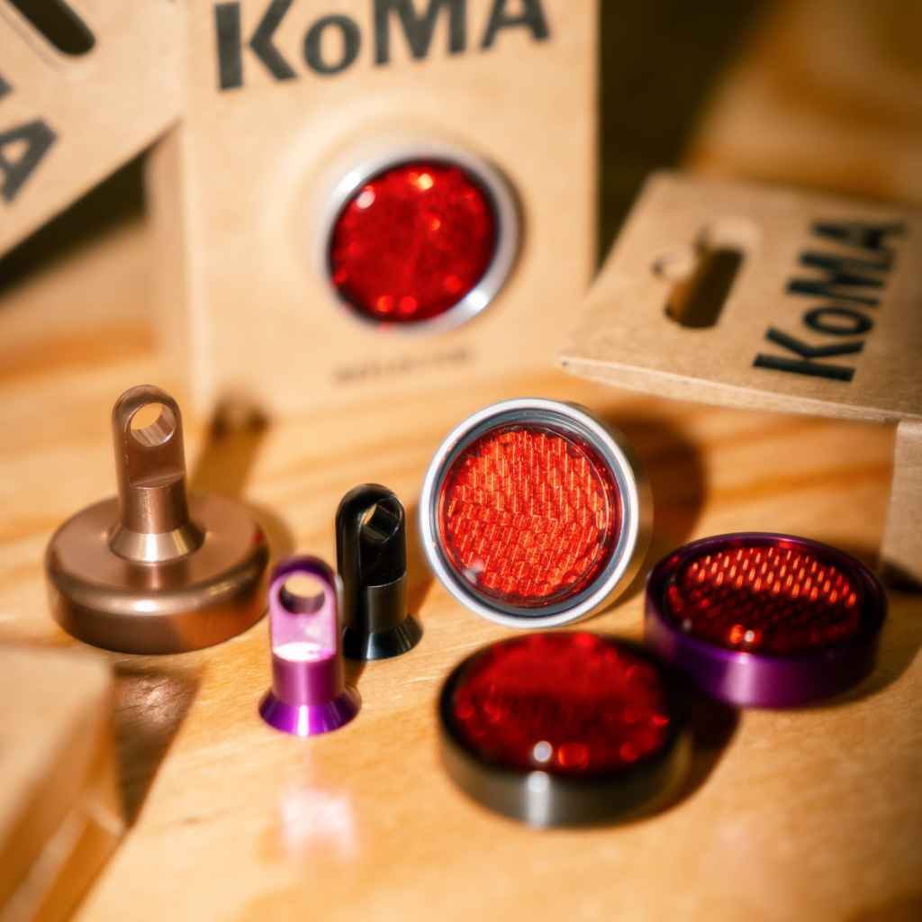 KOMA reflector BLUE LUG ブルーラグ 自転車 リフレクター クロモリフレーム アクセサリー バイクカスタム パーツ シートステー リフレクター サドル下 リフレクター アルミ削り出し リフレクター