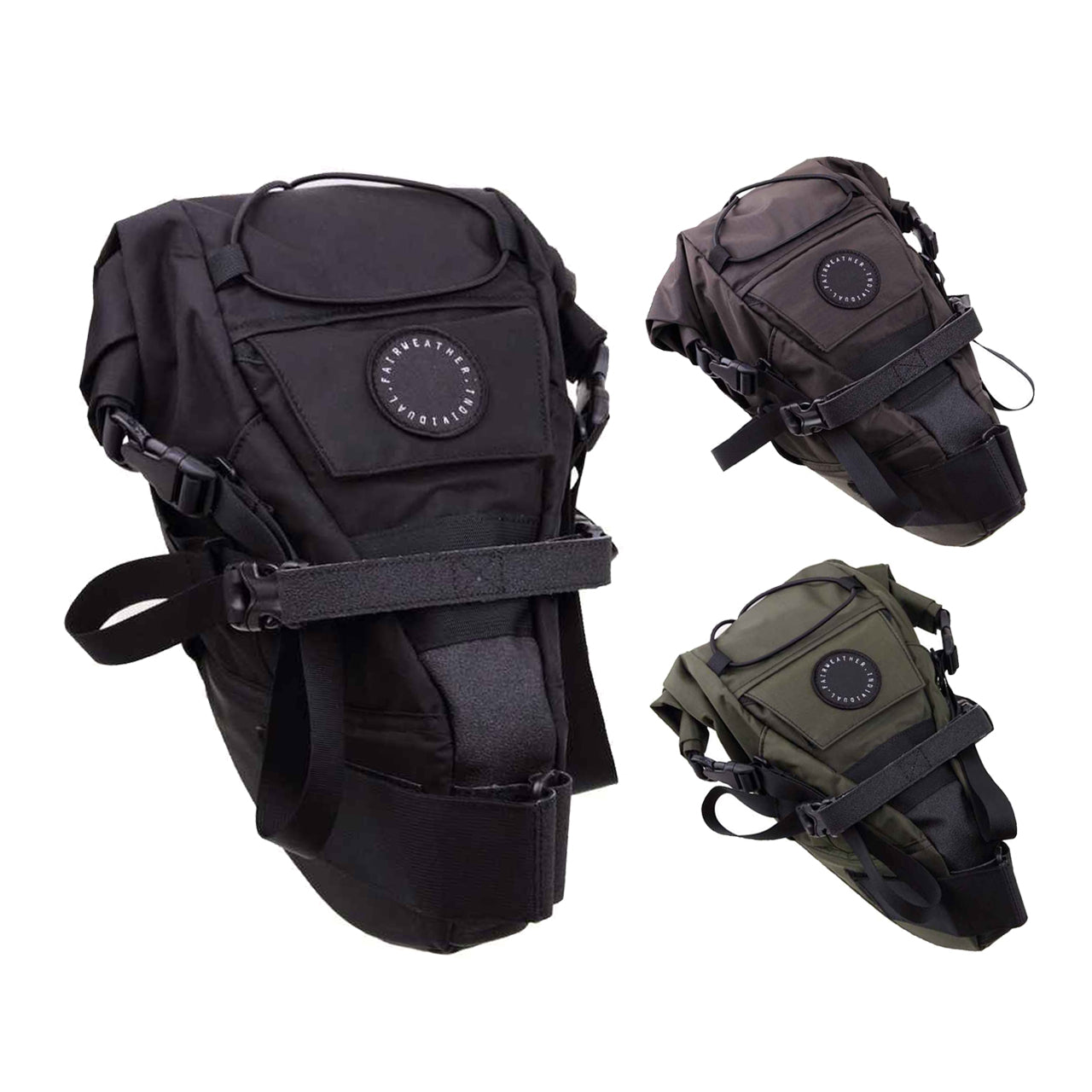 FAIRWEATHER seat bag 車体装着バッグ ブラック FAIRWEATHER seat bag（ripstop）｜3〜6L可変容量の日本製サドルバッグ
