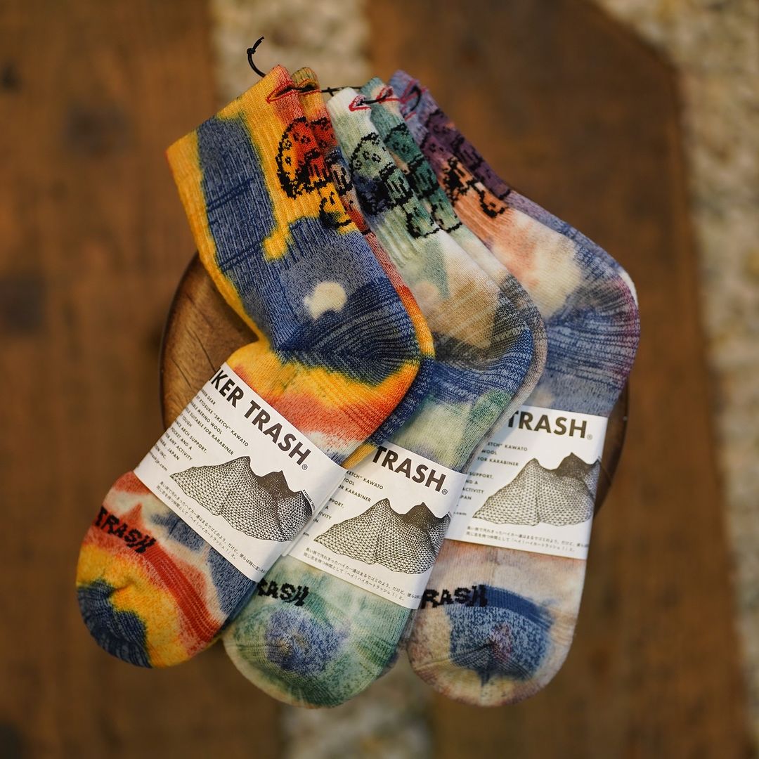 HIKER TRASH DAY DREAMER HIKE TREK MID タイダイ染めメリノウールソックス 日本製