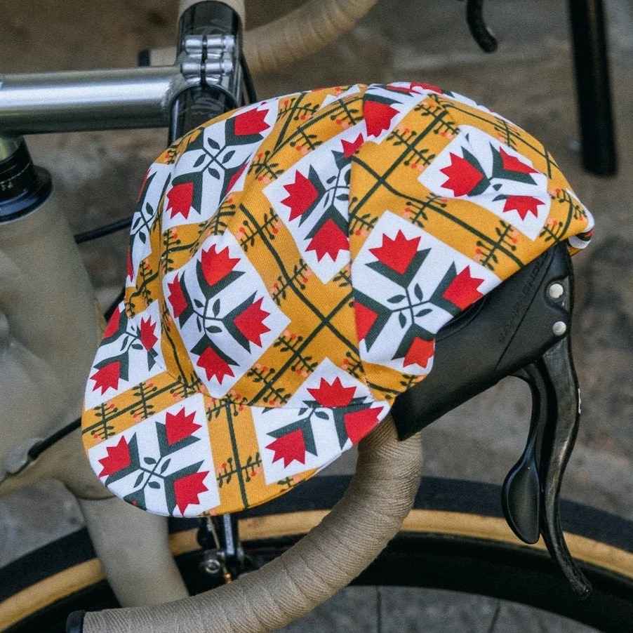 barn quilt cap RON'S BIKES キャップ ULTRAROMANCE サイクルキャップ イタリア製 サイクルウェア アメリカンキルト デザイン バイクパッキング ウェア 自転車 帽子 クラシック ロングライド キャップ