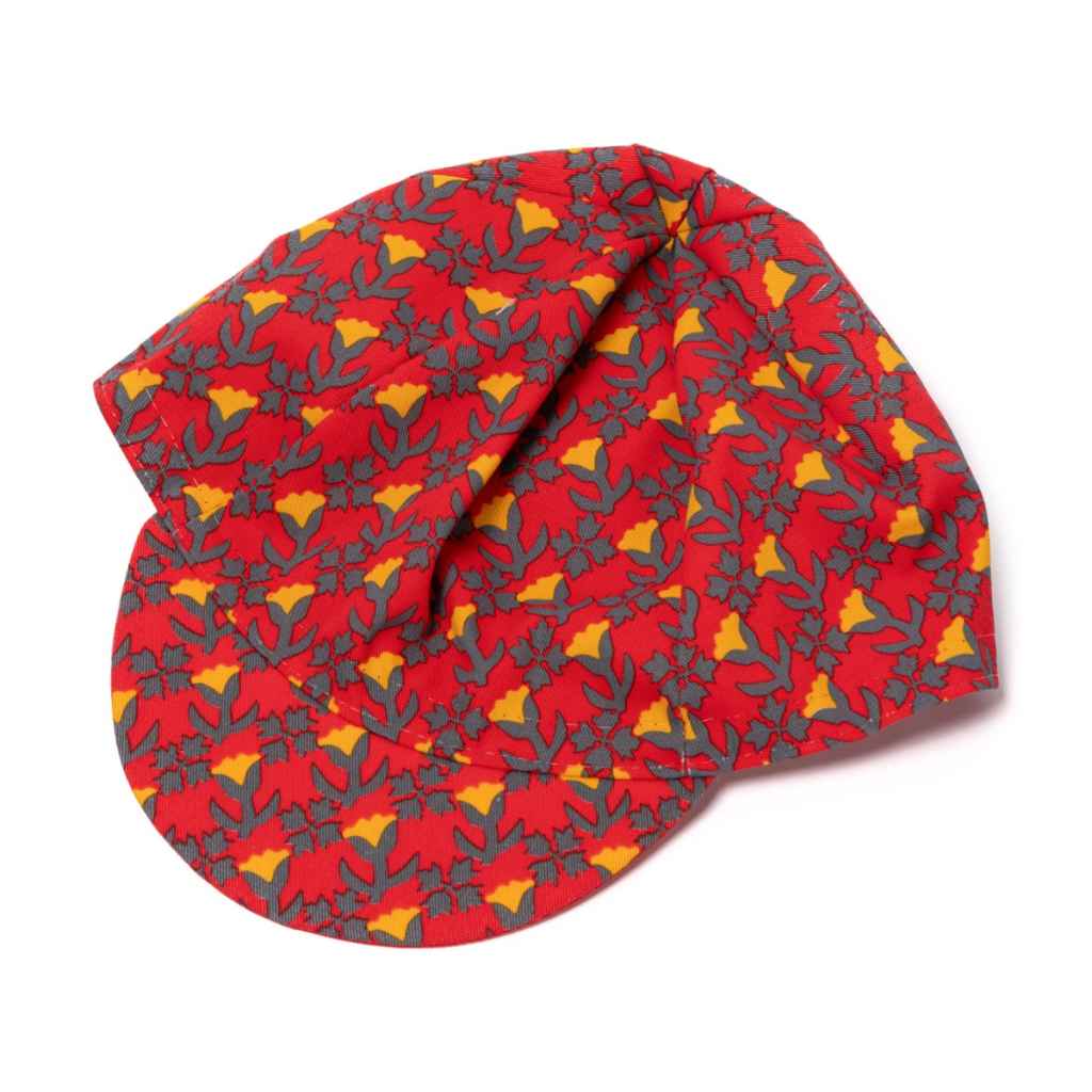 larons tulips and holly cap RON'S BIKES サイクルキャップ ULTRAROMANCE キャップ イタリア製 自転車キャップ キルト柄 サイクルウェア バイクパッキング ウェア 自転車 帽子 花柄 ロードバイク キャップ