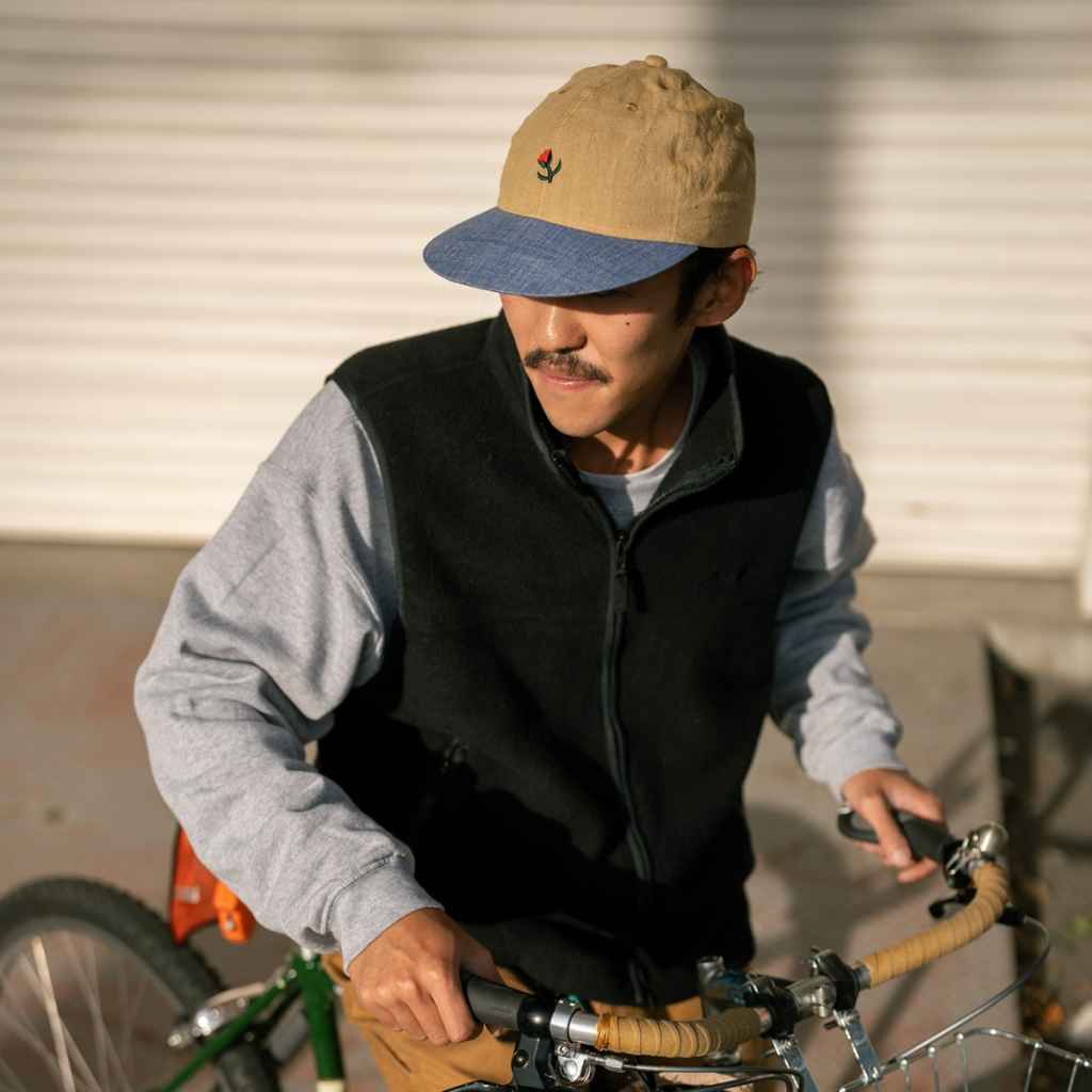 linen tulip cap ULTRAROMANCE コラボ BLUE LUG キャップ リネン サイクルキャップ 自転車 帽子 日本製 バイクパッキング ウェア ロードバイク キャップ 夏用 サイクルキャップ