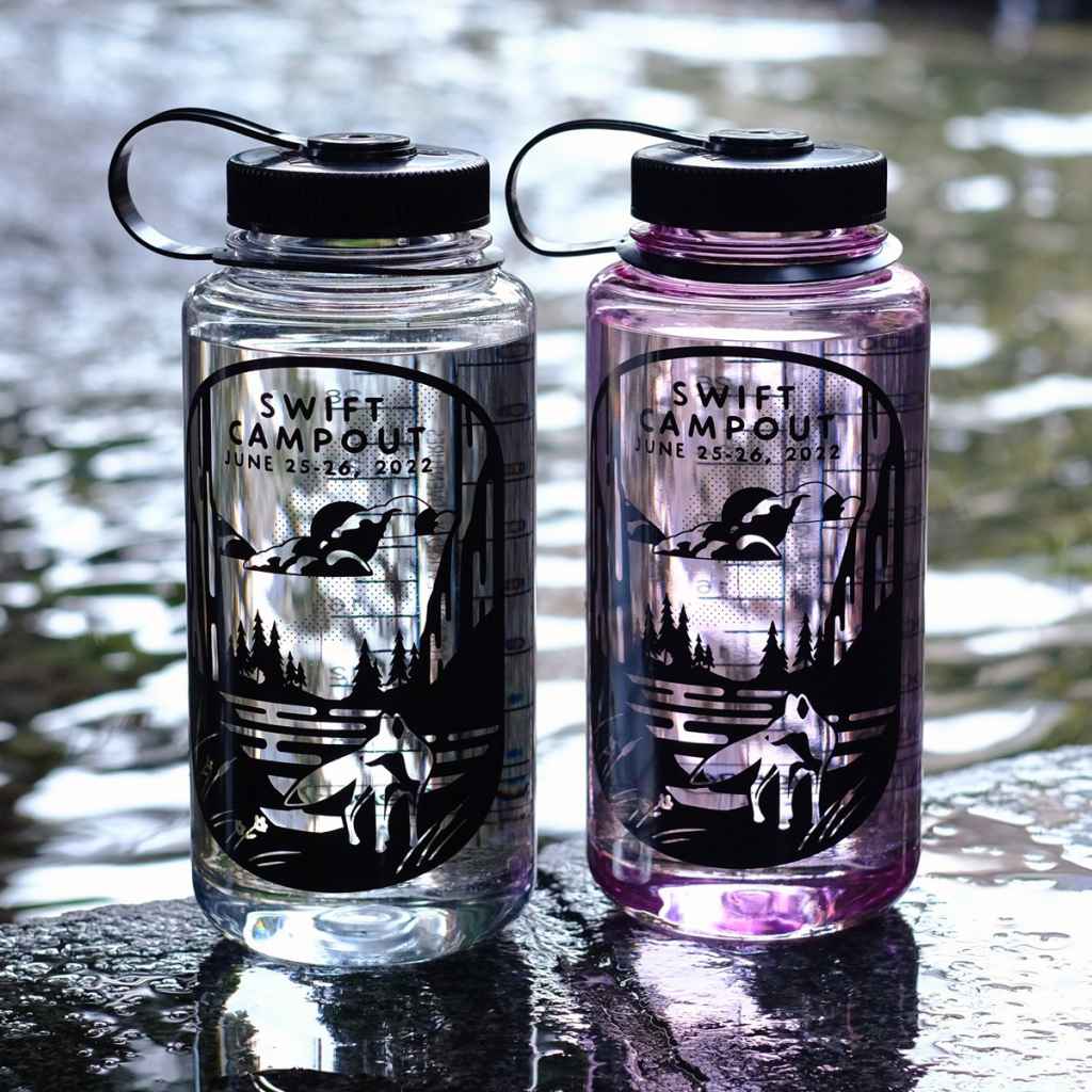 campout 2022 nalgene bottle（black print） スウィフトインダストリーズ ナルゲン ボトル 自転車 CAMPOUT 記念 ボトル バイクパッキング ボトル ステムバッグ 対応 ボトル 限定 ナルゲン RJ Rabe グラフィック