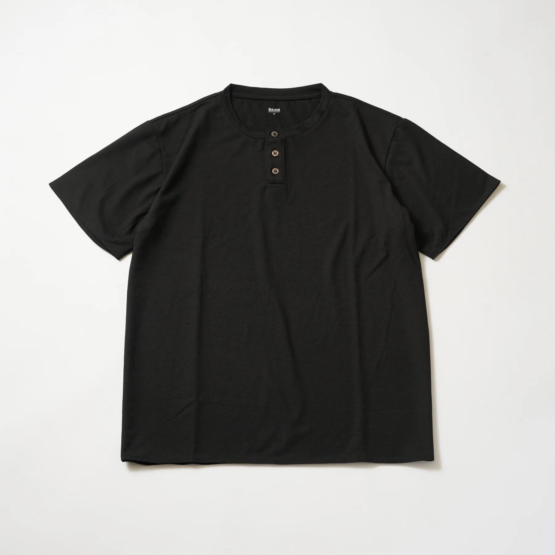 BRING WUNDERWEAR ヘンリーネックTシャツ ブラック M BRING WUNDERWEAR ヘンリーネックTシャツ｜365日快適なメリノウール