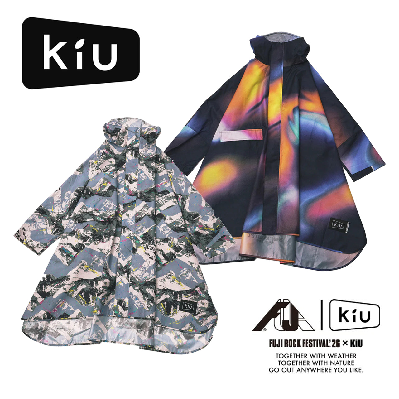 FRDC × KiU コラボレインポンチョ FUJI ROCK FESTIVAL'26 × KiU レインポンチョ｜雨を楽しみに変える高