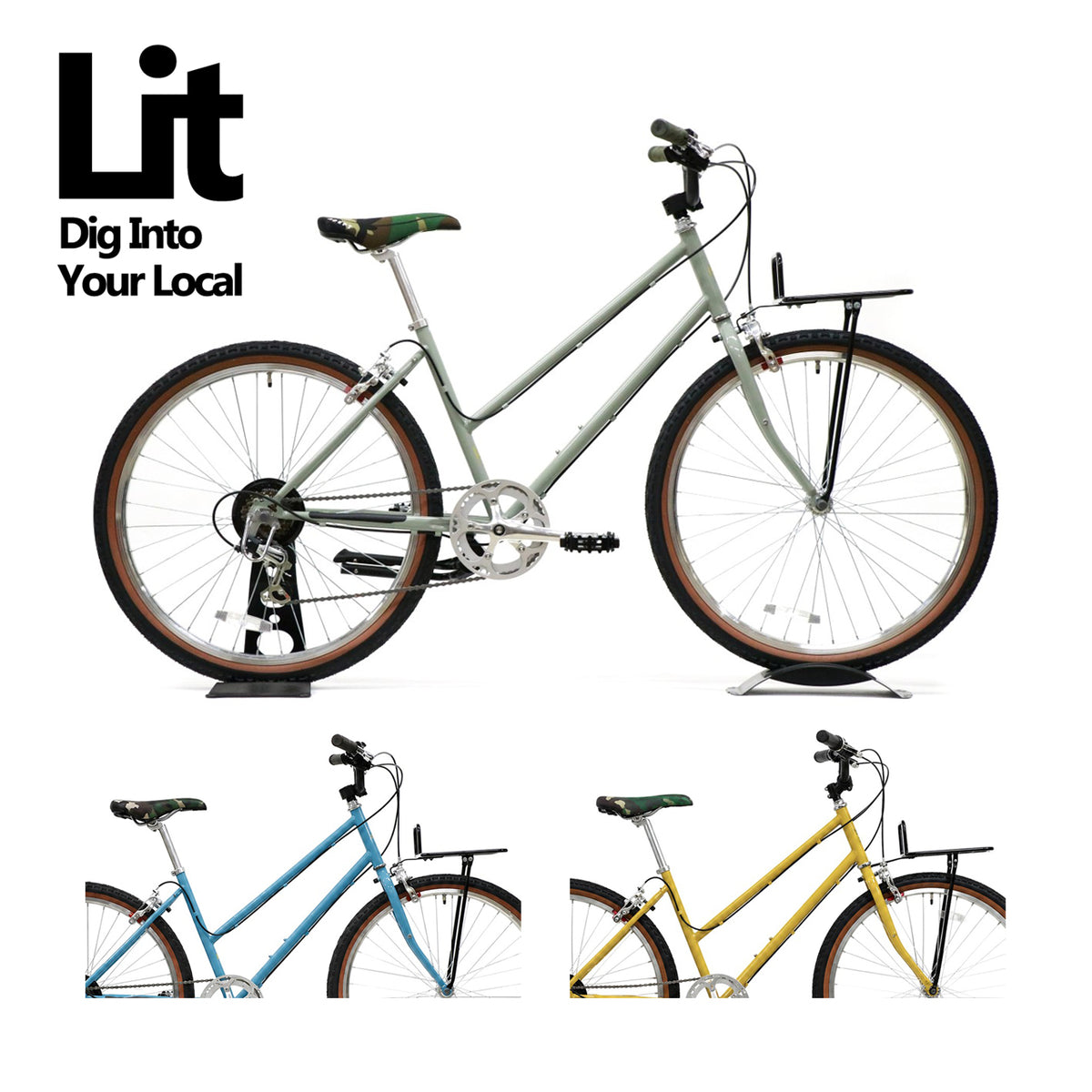 Lit Trove Sage Gray オリジナルカスタムバイク フロントラック BMXハンドル仕様