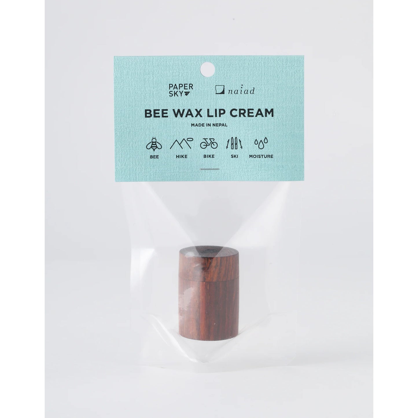 【naiad × PAPERSKY】Bee Wax Lip Cream ミツロウ リップクリーム 自然素材 リップバーム ウッドケース リップ 高山シャクナゲ 香り マルチバーム 保湿 ネパール クラフト ギフト リップクリーム
